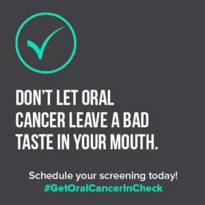 A banner promoting oral cancer screanings