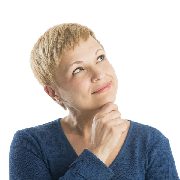 Woman thinking about CEREC crowns